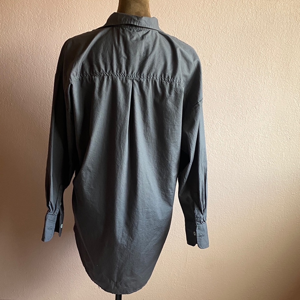 MAEVE 3/4 sleeves Slate Gray Button-Down Shirt 100% Cotton - Picture 5 of 13